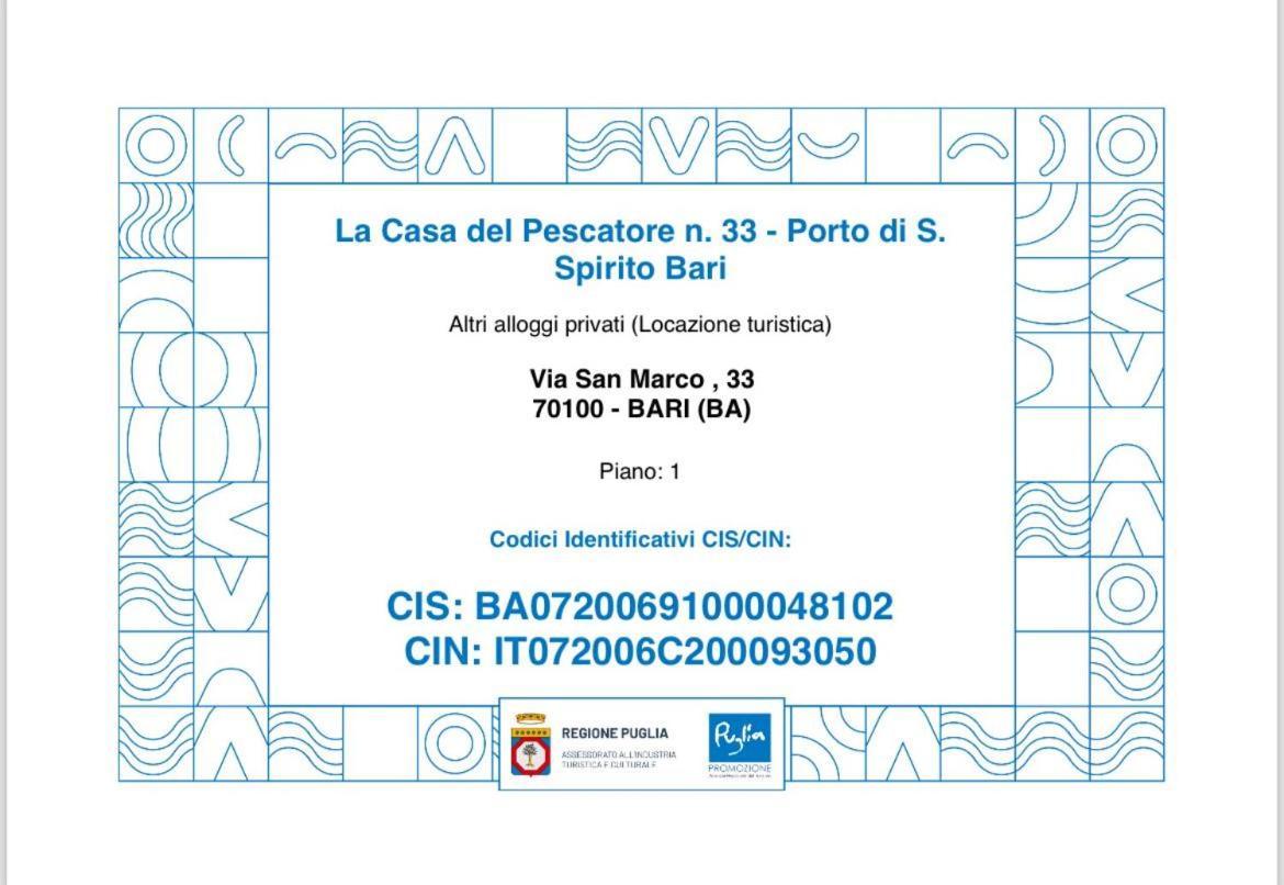 La Casa Del Pescatore N 33 - Porto Di St Spirito בארי מראה חיצוני תמונה